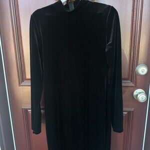 Revamped Black Velvet Mock Neck Mini Dress